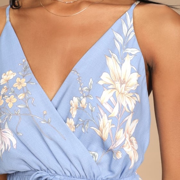 Lulus new with tags long floral blue dress perfect for vacation - Picture 5 of 7